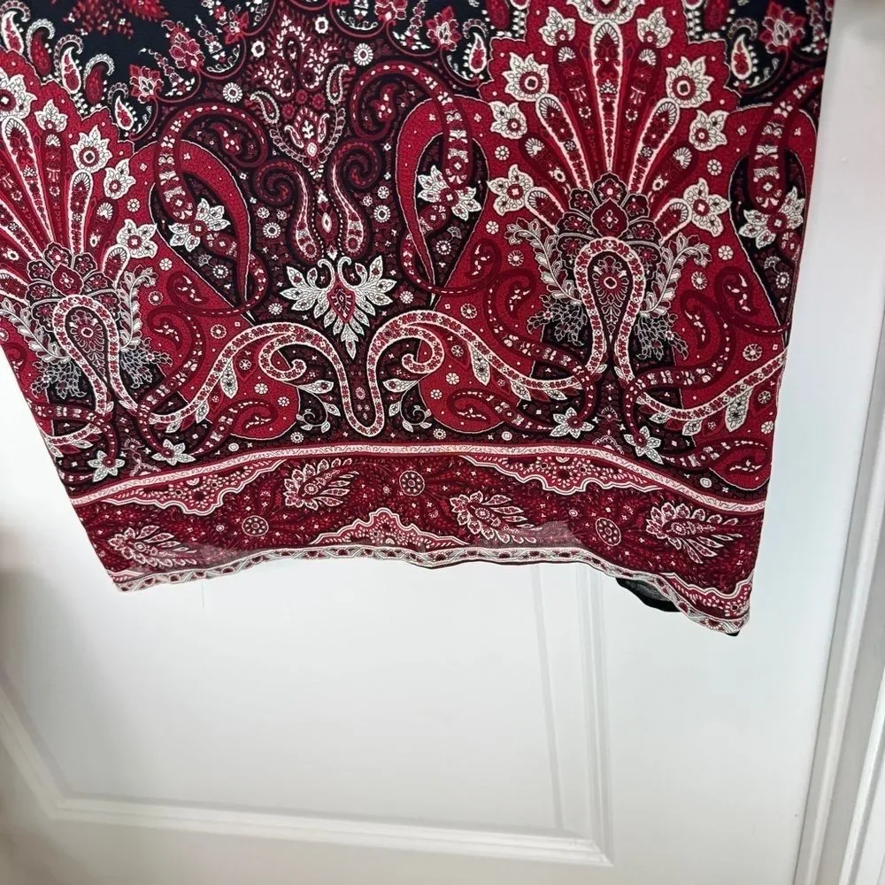 Vintage 90s Slip Dress Paisley Burgundy Grunge Y2K Spaghetti Strap - Picture 5 of 14